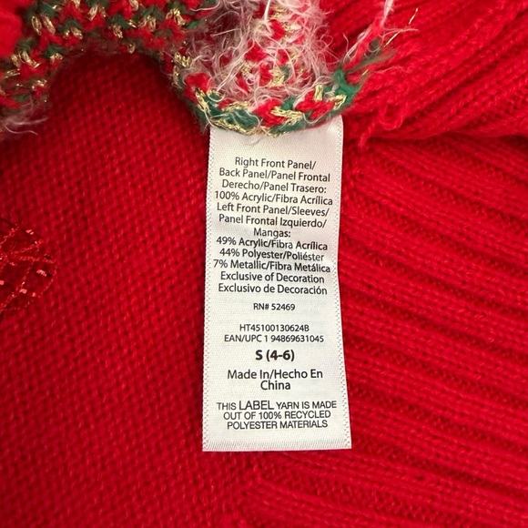 Holiday Time Gnome Ugly Sweater Knit Christmas Cardigan Oversized Bow size Small - Picture 7 of 7